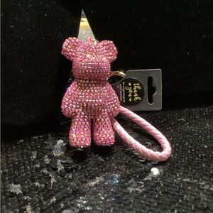 Natasha Pink Rhinestone Bear Bag/Key Charm